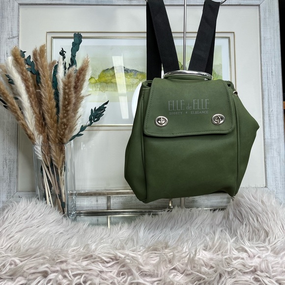 Elle de Elle Green Backpack with Silver Hardware - Picture 1 of 9